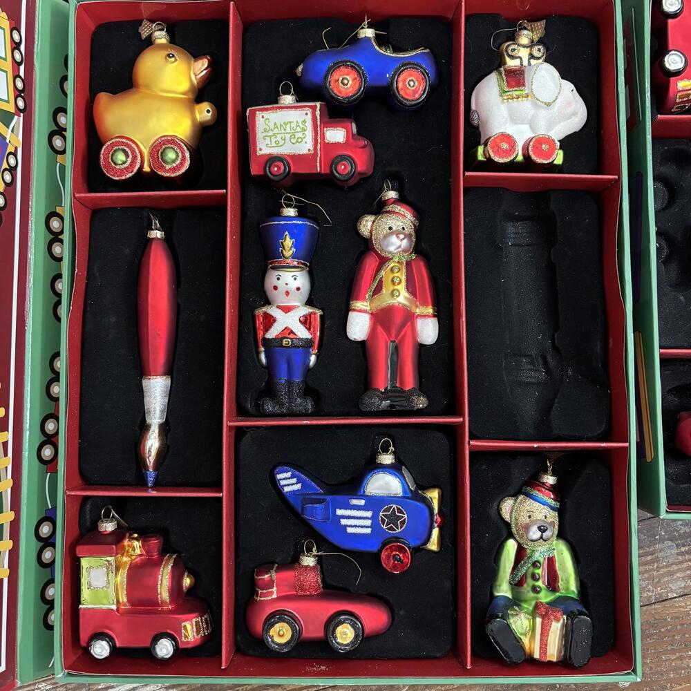 2011 Holiday toy chest with glass ornaments
